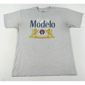 Modelo Shirt Mens XL Gray Cerveza Beer Logo Graphic‎ Tee Short Sleeve Crewneck